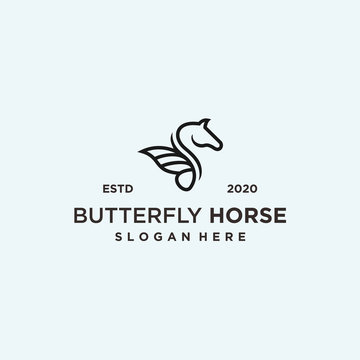 abstract butterfly logo. horse icon