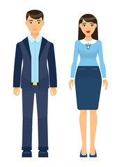 Fototapeta premium Collection of vector cartoon characters. Businesswomen and businessmen with different style office cloth, haircuts. Set of businesspeople wearing office suit, accessories. Dresscode of business person