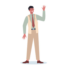 Business people in official clothes with their hand up. Worker