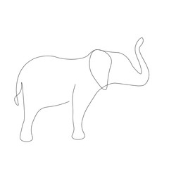 Elephant on white background line drawing. Vector illustration