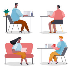 Set of office staff, work and communication. Head and subordinates. Various workers, managers team. Top managers employees of levels. Office workers. Co-workers. Colleagues discuss project teamwork