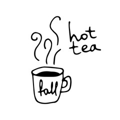 Hand draw doodle hot cup of tea