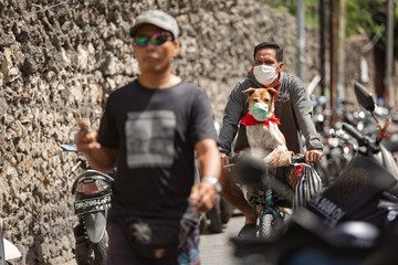 Bali, Indonesia august-17 th 2020. independence day. social events on the beach in kuta. kite...