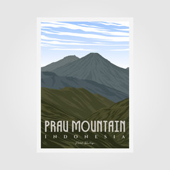 prau mountain camp vintage poster illustration design, outdoor poster design