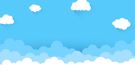 Fototapeta premium Cloud on high blue sky outdoor white fluffy cartoon background vector flat design illustration