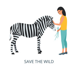 Fototapeta na wymiar Save the Wild concept, flat design vector illustration