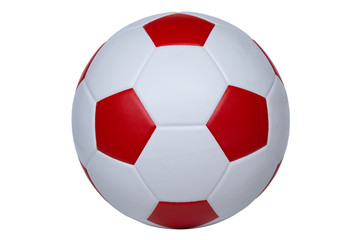Fototapeta premium Red and white soccer ball, football isolate on white background