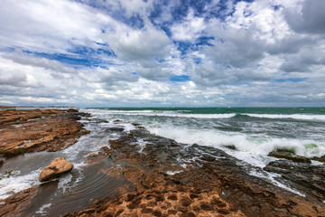 Rocky seaside in cloudy weather