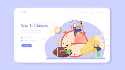 Physical education or school sport class web banner or landing page