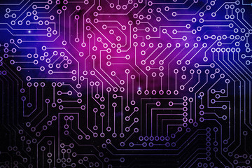 Abstract circuit board futuristic technology processing background. Space microchip digital illustration.