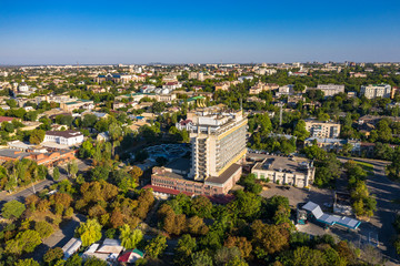 Fototapeta na wymiar Kherson city panorama landscape aerial view.