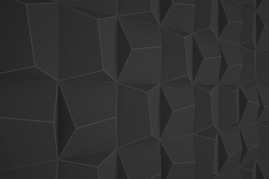 Trigonal abstract shapes background. Low poly triangles mosaic. Black and white crystals backdrop. © artistmef