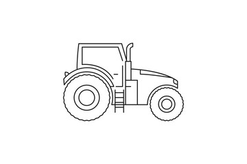 Tractor icon. Black line web sign. Flat style vector illustration isolated on white background.