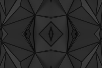 High technology kaleidoscope abstract background. Cyberpunk wall with the lights. Three-dimensional mirrored render illustration.