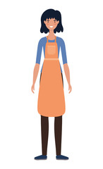 saleswoman cartoon with apron design of Shopping commerce and market theme Vector illustration