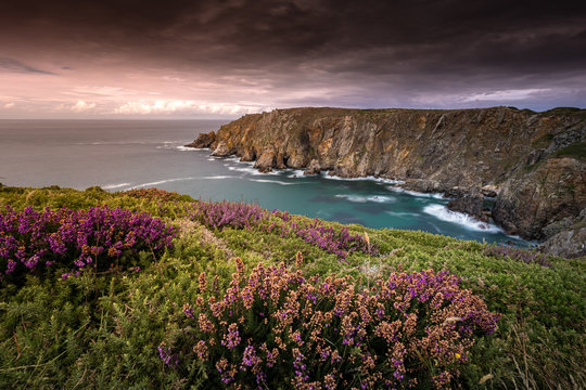 Landscape of Finistère, cap Sizun. Beautiful scenery in Bretagne / Brittany, France with a beautiful rocky coast.