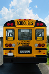 Fototapeta na wymiar Close-up rear view of a school bus