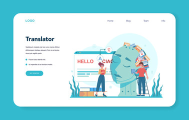 Translator and translation service web banner or landing page.