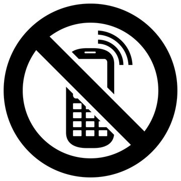 recommend clip art: No phone forbidden sign, modern round sticker