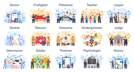 Budget profession set. Government and social profession.