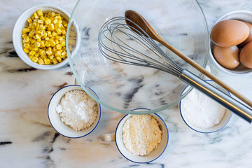 Ingredients for making a corn pie