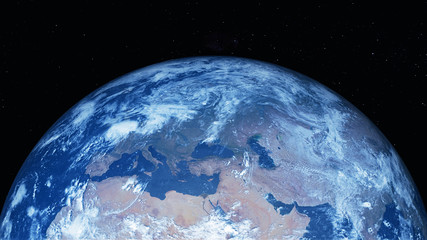 The northern hemisphere of the earth. The northern hemisphere of the earth. Europe, Asia and Africa. Photo realistic 3D render. Photo realistic 3D render.