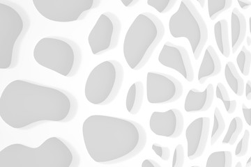 Minimalist organic abstract background. Natural black and white cyberpunk structure. Three-dimensional render visualization of microscopic shapes.