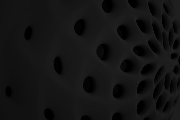 Minimalist organic abstract background. Natural black and white cyberpunk structure. Three-dimensional render visualization of microscopic shapes.