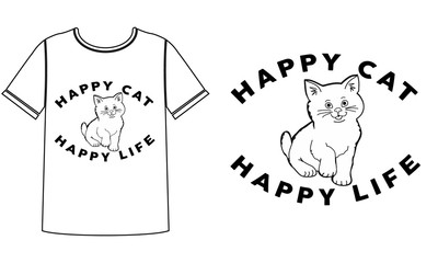  Happy cat t shirt design concept