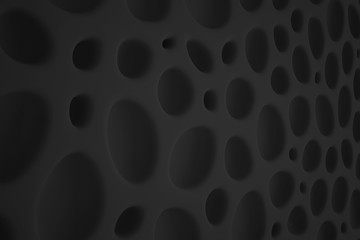 Minimalist organic abstract background. Natural black and white cyberpunk structure. Three-dimensional render visualization of microscopic shapes.