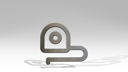 measure construction 3D icon standing on the floor, 3D illustration for background and tape