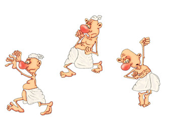 Ancient Egyptian workers during a work process. Caricature illustration on the theme of ancient Egypt.