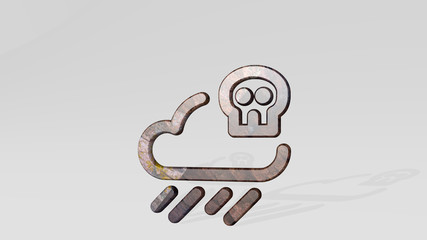POLLUTION RAIN SKULL 3D icon standing on the floor, 3D illustration for air and background