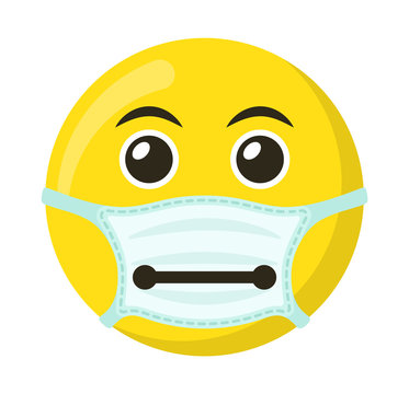 recommend clip art: Yellow emoticon and emoji smile in the medical mask