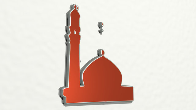 mosque 3D drawing icon, 3D illustration for architecture and building