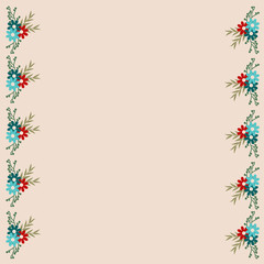 christmas background with christmas tree, floral border frame pattern, canvas art drawing, graphic design illustration wallpaper