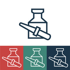 Linear vector icon with chemical set