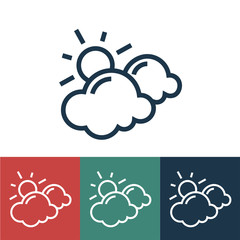 Linear vector icon with clouds and sun