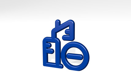 real estate action building minus 3D icon casting shadow, 3D illustration for house and background