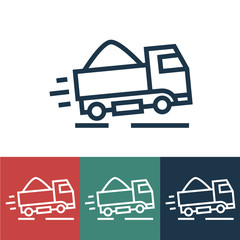 Linear vector icon with truck