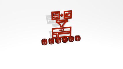 design 3D icon over cubic letters, 3D illustration for background and abstract