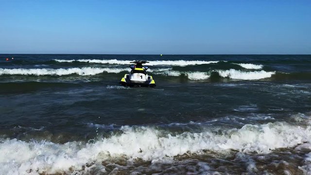A Jetski rocked by the waves