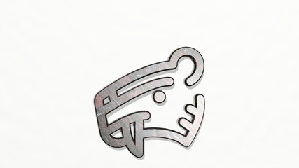 tiger head 3D icon on the wall, 3D illustration for animal and background