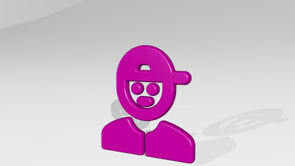 PEOPLE MAN CAP 3D icon casting shadow, 3D illustration for business and background