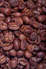 coffee beans close-up on a light background