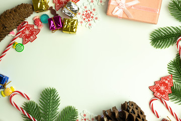 Christmas holidays style decoration flat lay with copy space