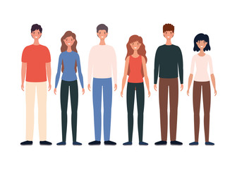 Obraz premium Women and men avatars cartoons design, Person people and human theme Vector illustration