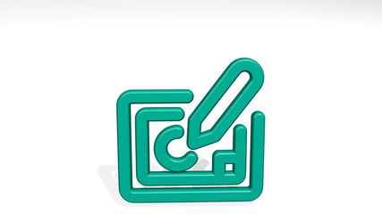 graphic tablet draw 3D icon casting shadow, 3D illustration for background and design