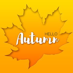 Hello autumn paper art poster