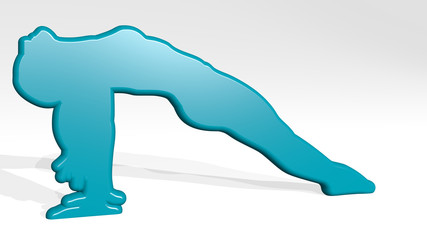 woman in position showing body 3D icon casting shadow, 3D illustration for beautiful and young